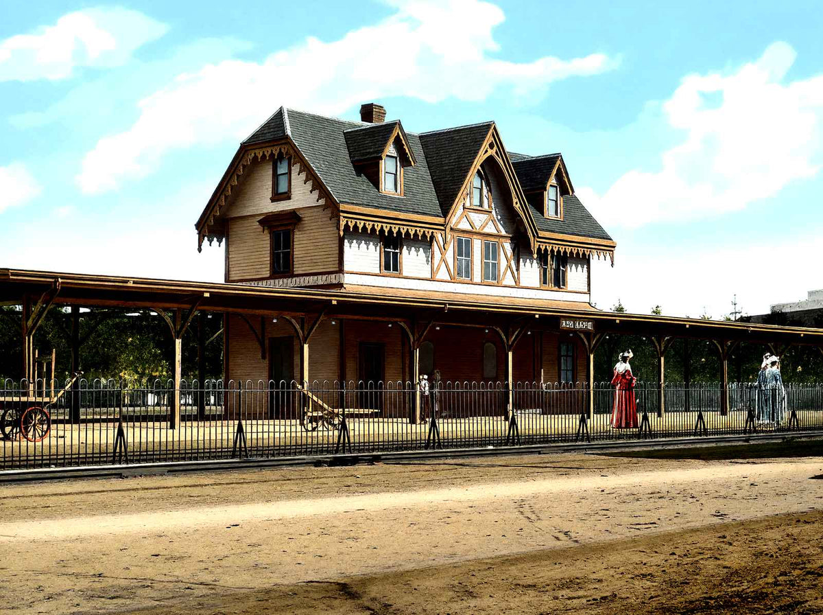 Depot, Red Bank, NJ in 1906 vintage print