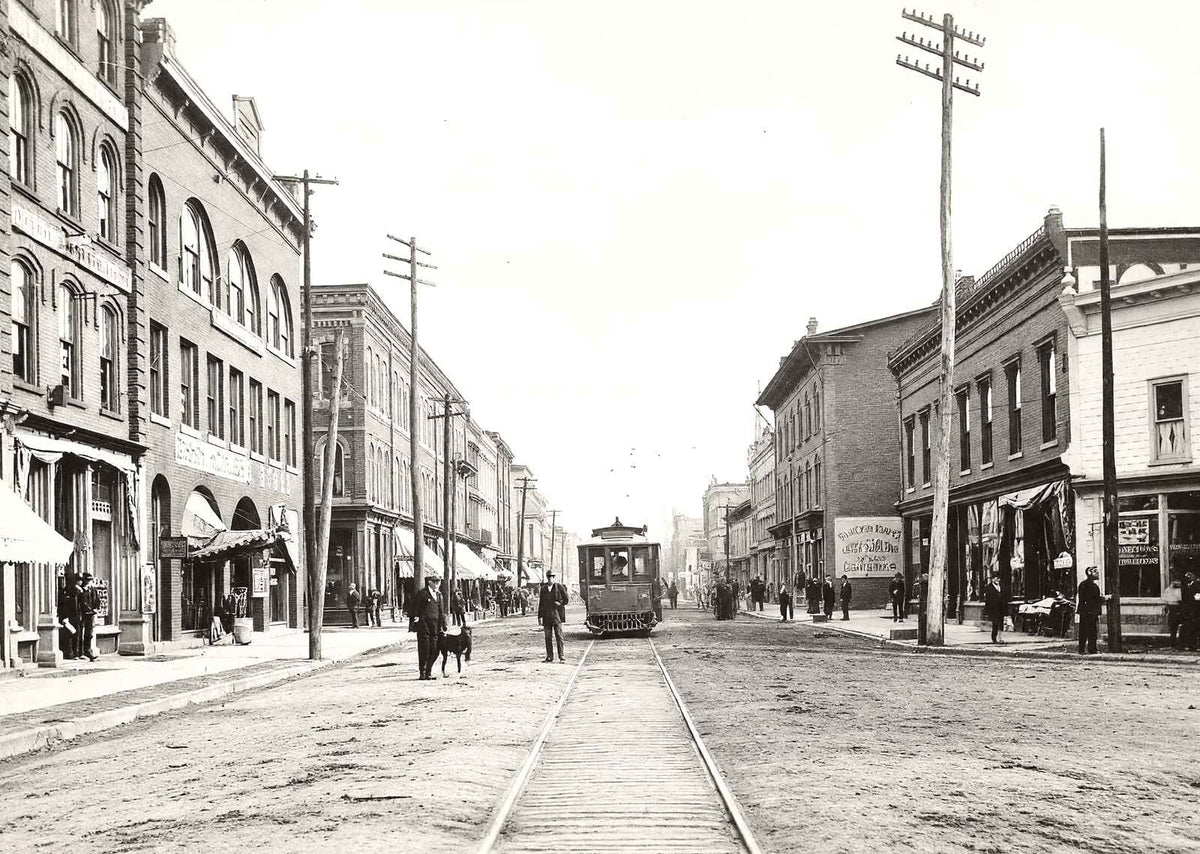 Main Street Looking East, Lock Haven, PA 1905 restored photo print