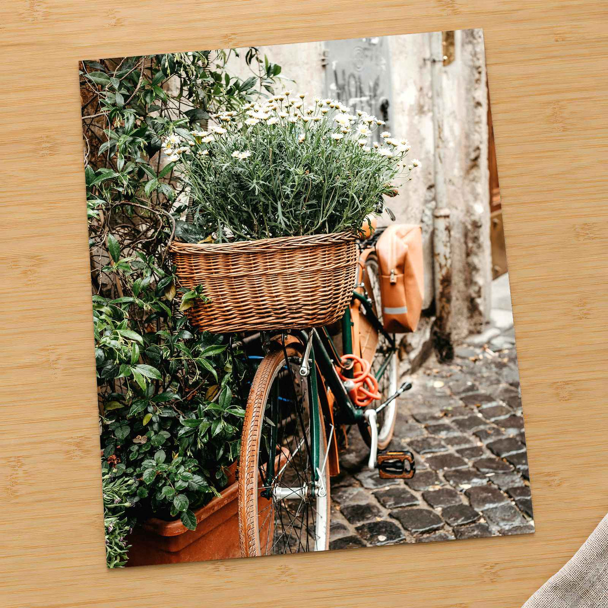 Flower Basket on Bicycle in Rome by Anita Austvika Photo Print Wall Decor