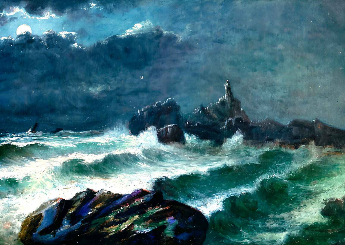 Corbierre Lighthouse, Jersey in 1904 art print