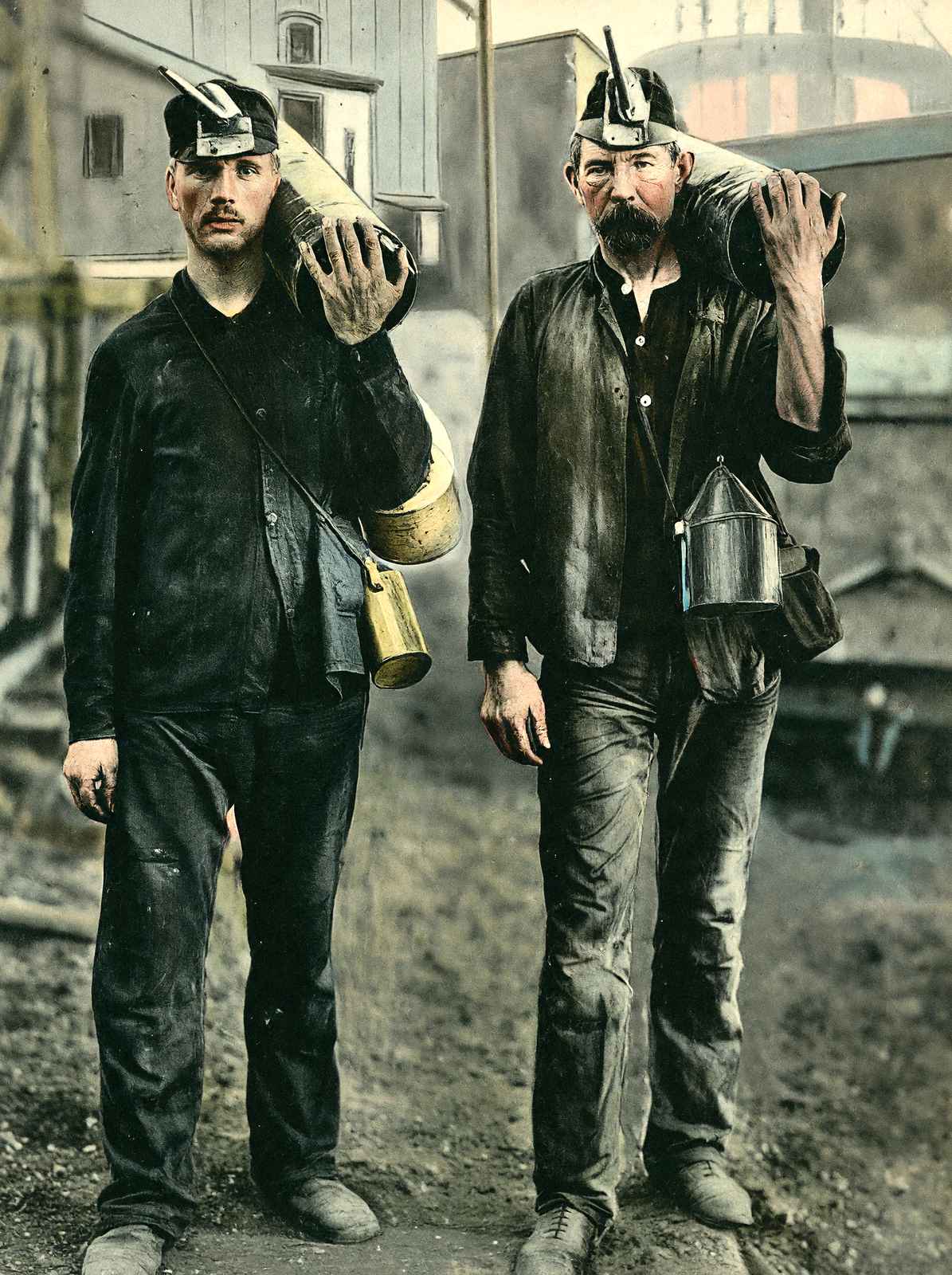 Coal Mining Carrying Powder to the Mine 1908 vintage print