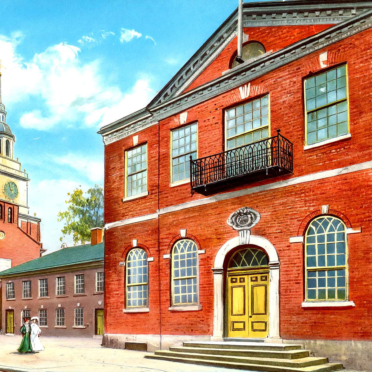 Independence Hall, Philadelphia PA in 1906 vintage print