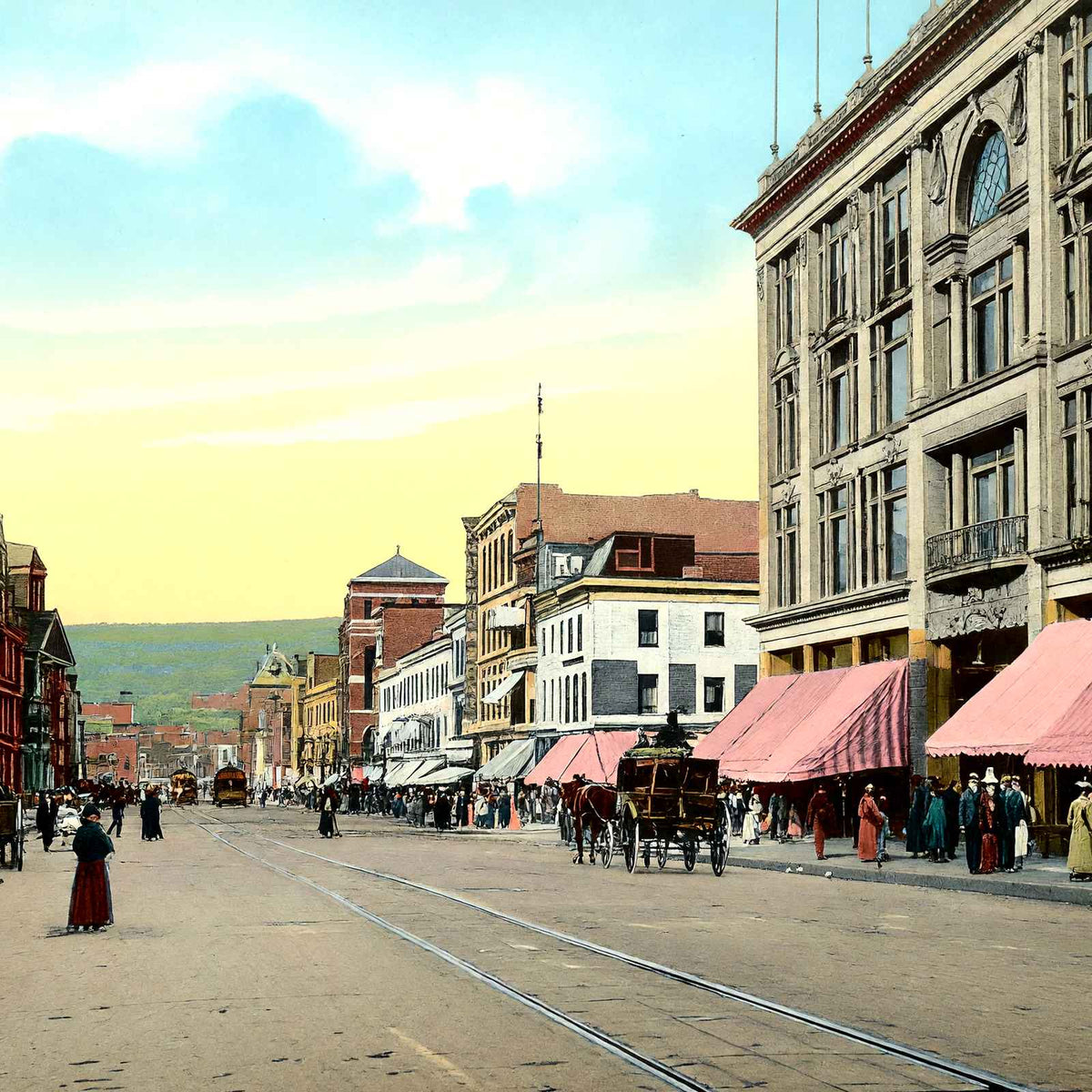 Lackawanna Avenue, Scranton, PA in 1907 vintage print