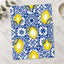 Pattern of Yellow Lemons Blue and White Tiles by Rino Luna Art Print Wall Decor