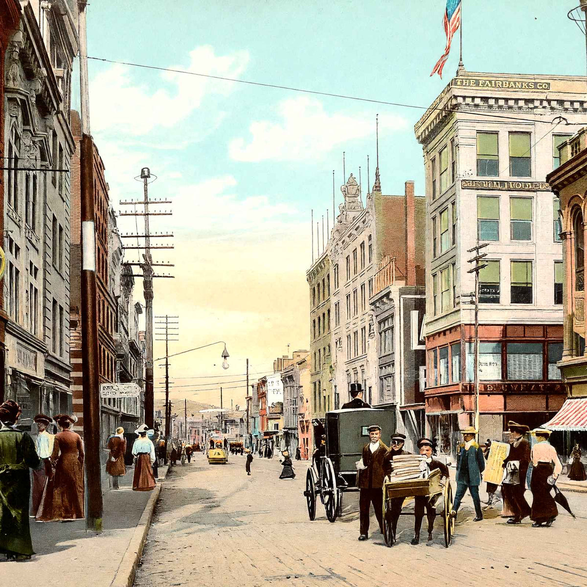Patterson N Main Street, Paterson, NJ in 1905 vintage print