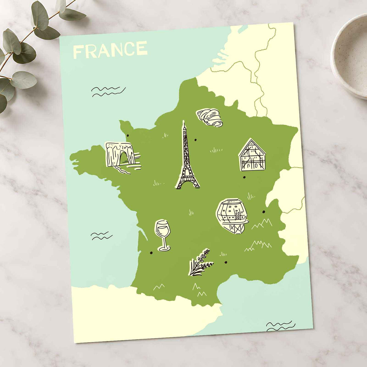 Map of France Regional Graphics by Sofia Gazarian Art Print Wall Decor