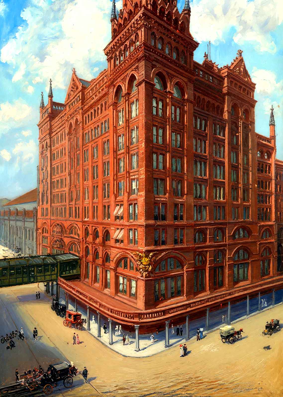 Penn RR Depot, Philadelphia PA in 1906 painting