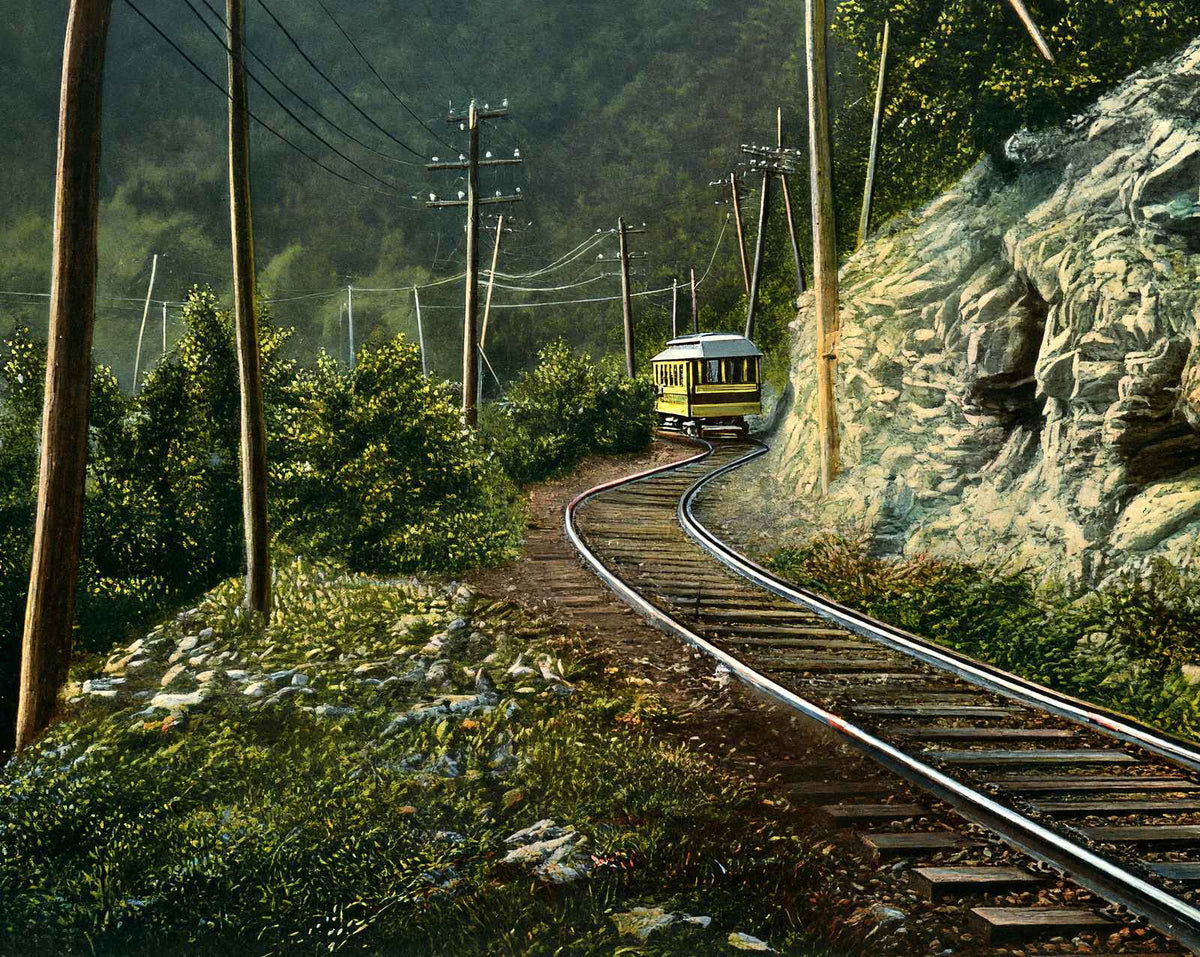 Car on Neversink Mountain, Reading PA 1907 vintage print