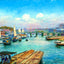 Soochow Creek, Shanghai, China painting
