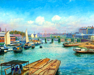 Soochow Creek, Shanghai, China painting
