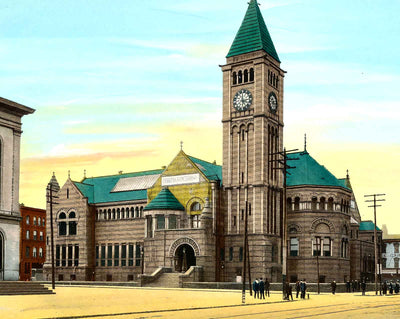 Carnegie Library, Allegheny PA in 1906 vintage print