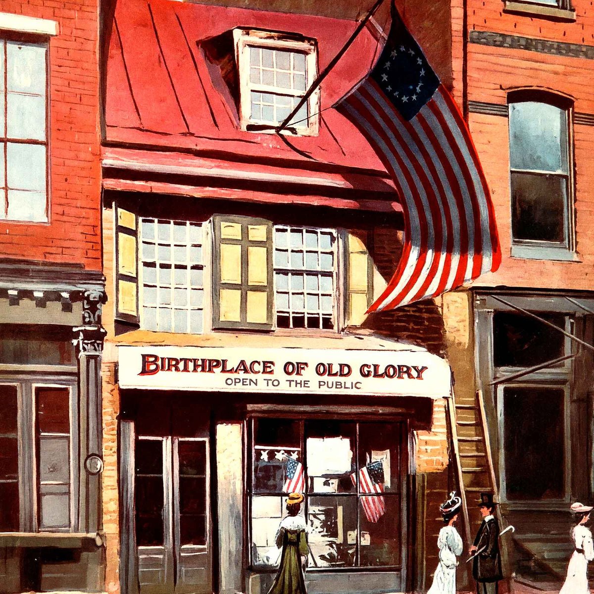 Betsy Ross House, Philadelphia PA in 1907 vintage print