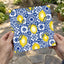 Pattern of Yellow Lemons Blue and White Tiles by Rino Luna Art Print Wall Decor