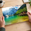 Turquoise Lake Beneath Towering Mountains Photo Print Wall Decor