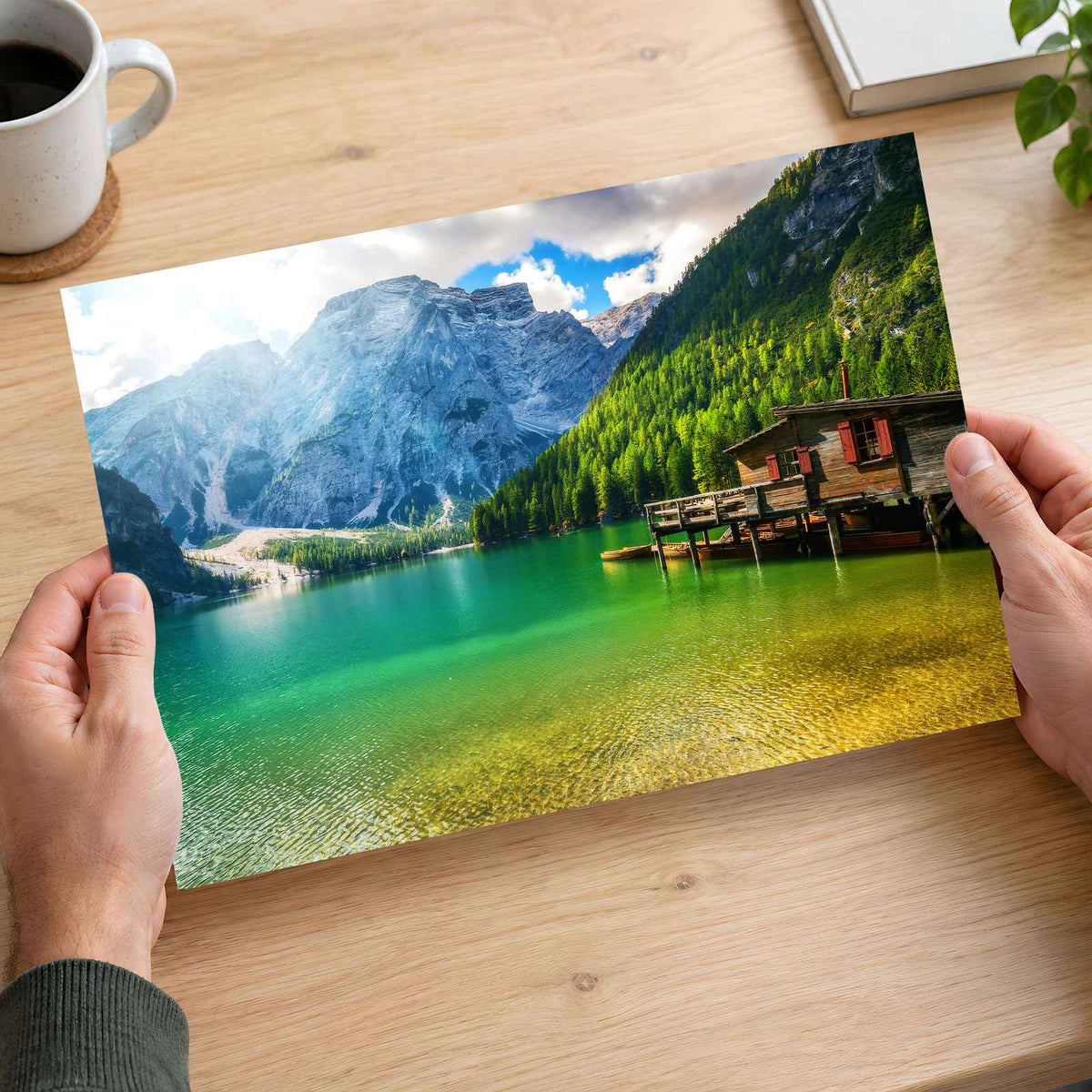 Turquoise Lake Beneath Towering Mountains Photo Print Wall Decor