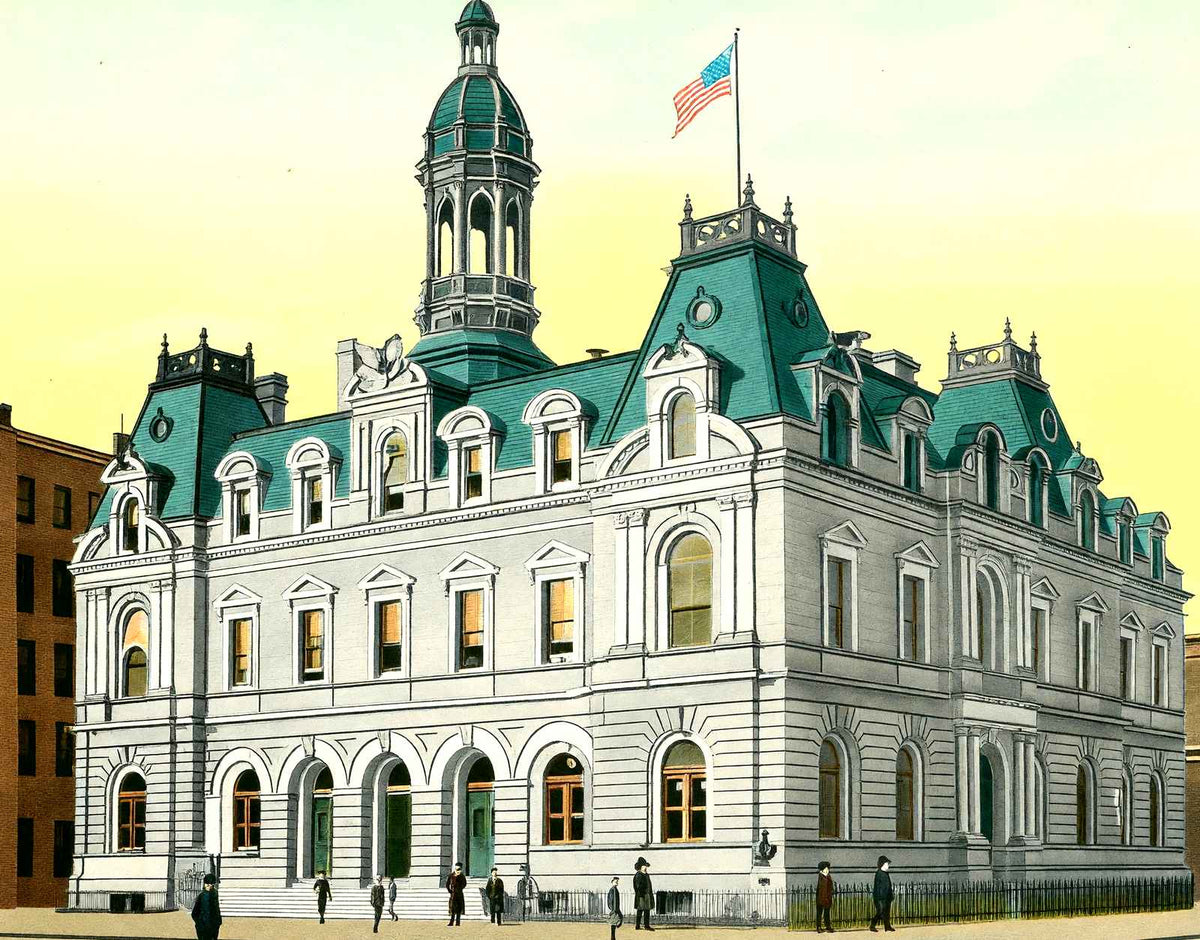 US Post Office, Scranton PA in 1907 vintage print