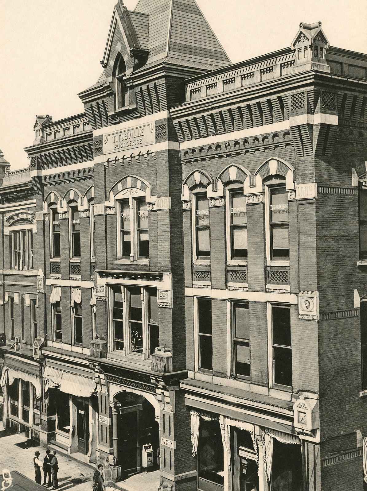 Titusville, PA Post Office in 1905 vintage print