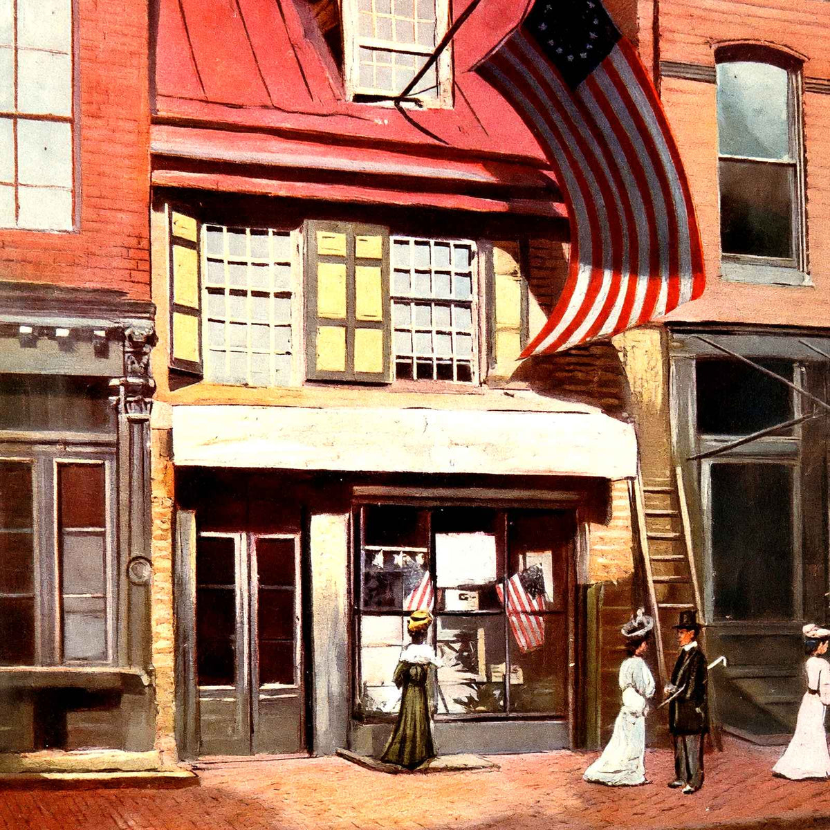 Betsy Ross House, Philadelphia PA in 1906 vintage print