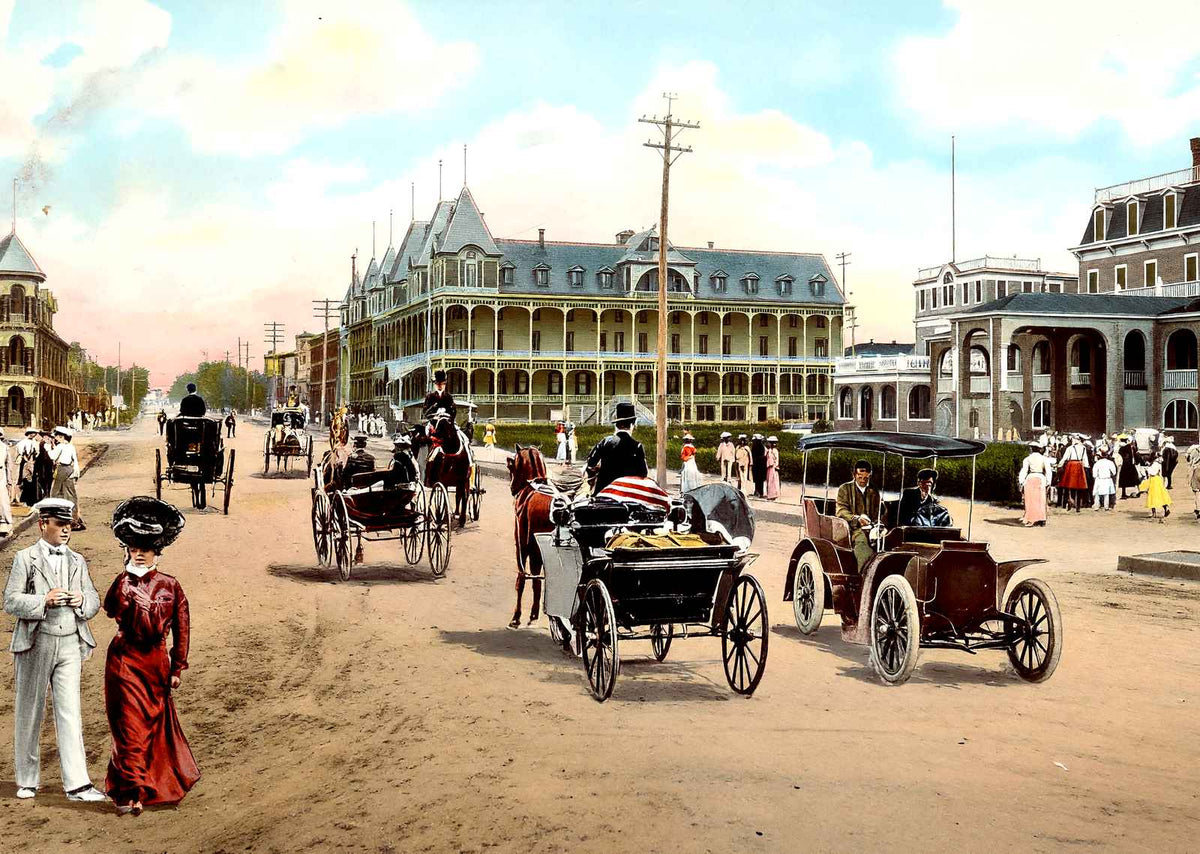Asbury Avenue, Asbury Park, NJ in 1905 vintage print