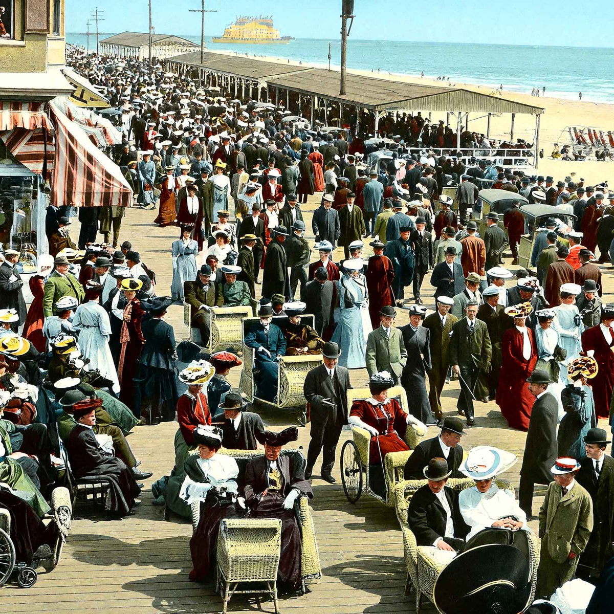 Afternoon on the Boardwalk, Atlantic City, NJ vintage print