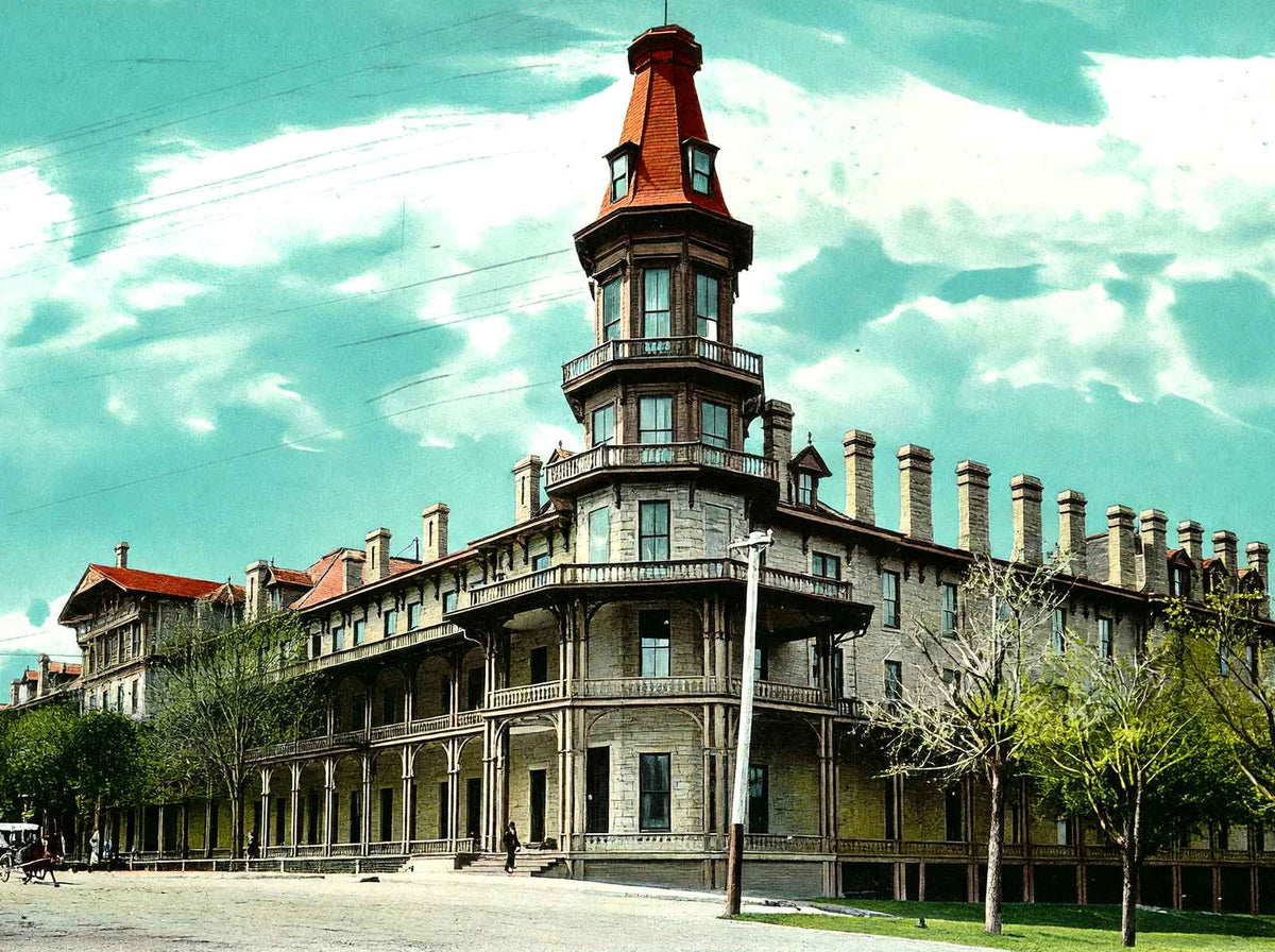 Fountain Spring House, Waukesha, WI in 1906 vintage print