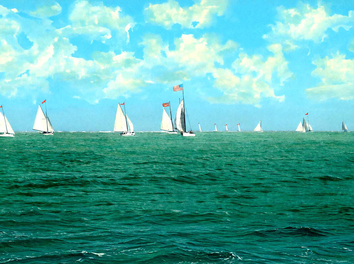 Yachting, Atlantic City, NJ in 1901 vintage print