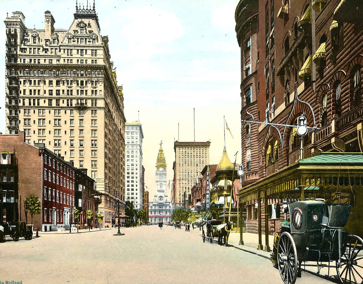 Broad St from Locust St, Philadelphia PA 1906 vintage print