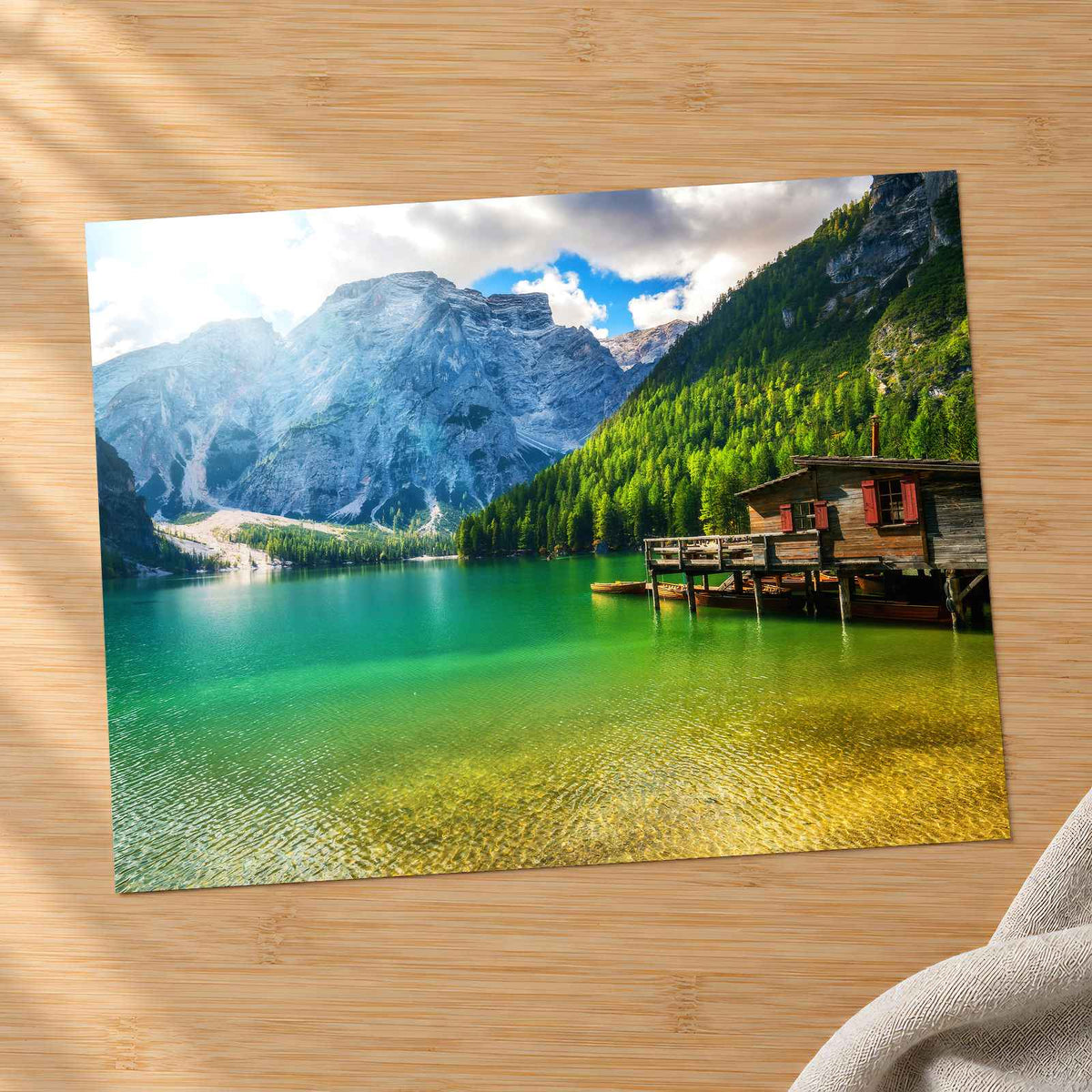 Turquoise Lake Beneath Towering Mountains Photo Print Wall Decor