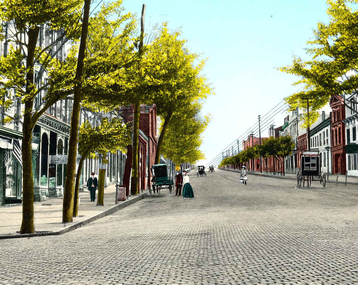Broad Street, Bethlehem PA in 1912 vintage print
