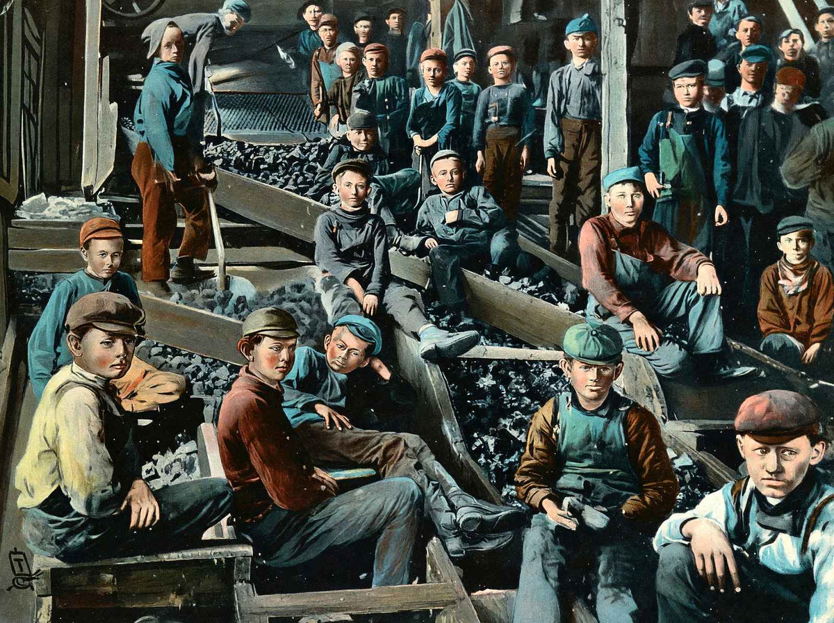 Coal Mining Breaker Boys at Work in 1907 vintage print