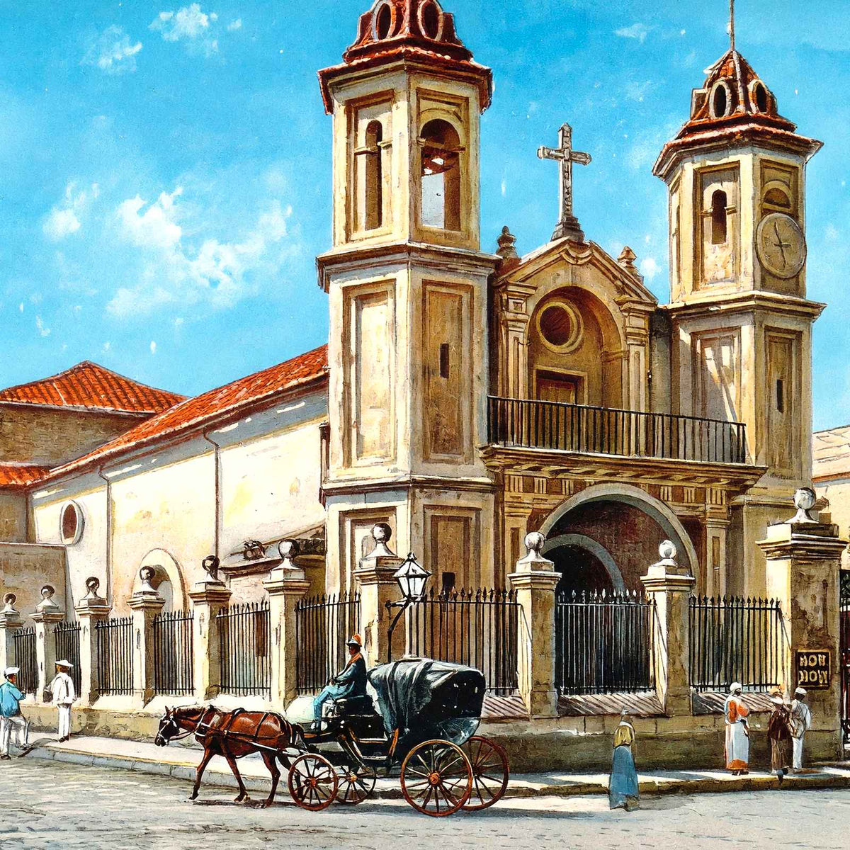 Christ Church, Havana, Cuba in 1913 vintage print