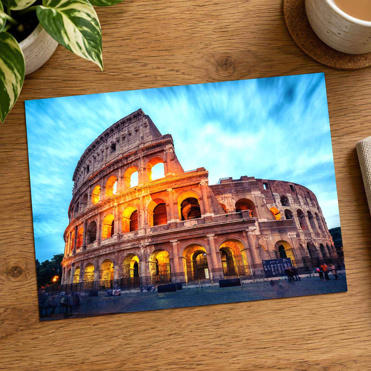 Colosseum in Rome Illuminated at Night Photo Print Wall Decor