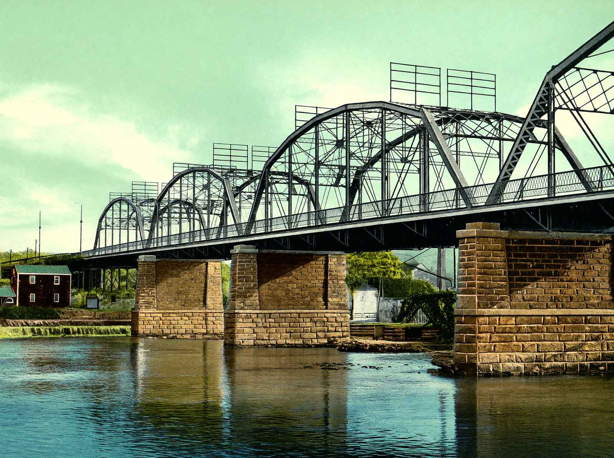 New Lehigh Bridge, Allentown PA in 1907 vintage print
