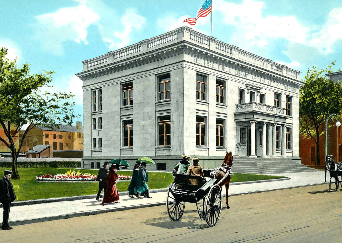 Free Public Library, Trenton, NJ in 1905 vintage print