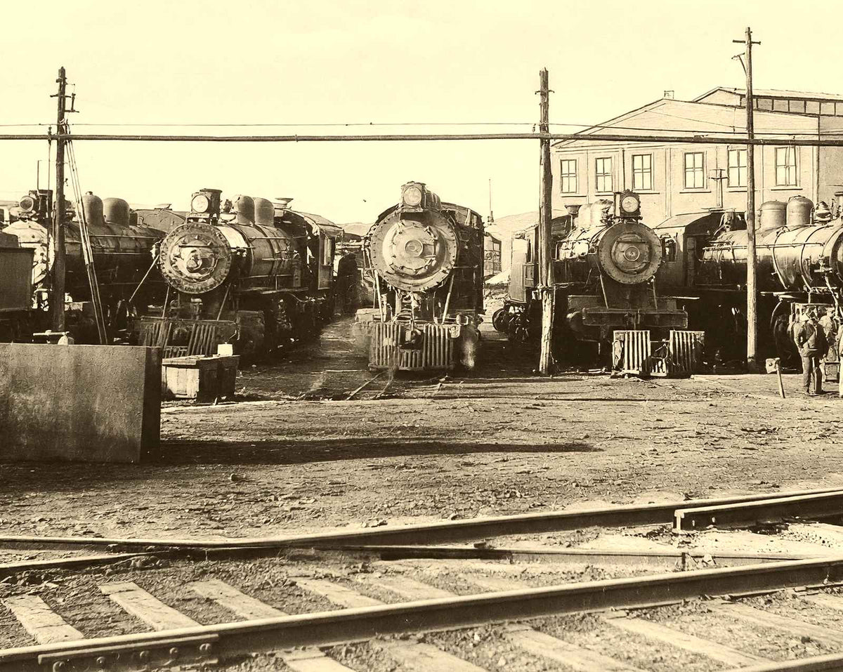 Locomotives in Spencer, NC in 1907 photo print