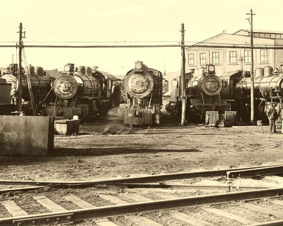 Locomotives in Spencer, NC in 1907 photo print