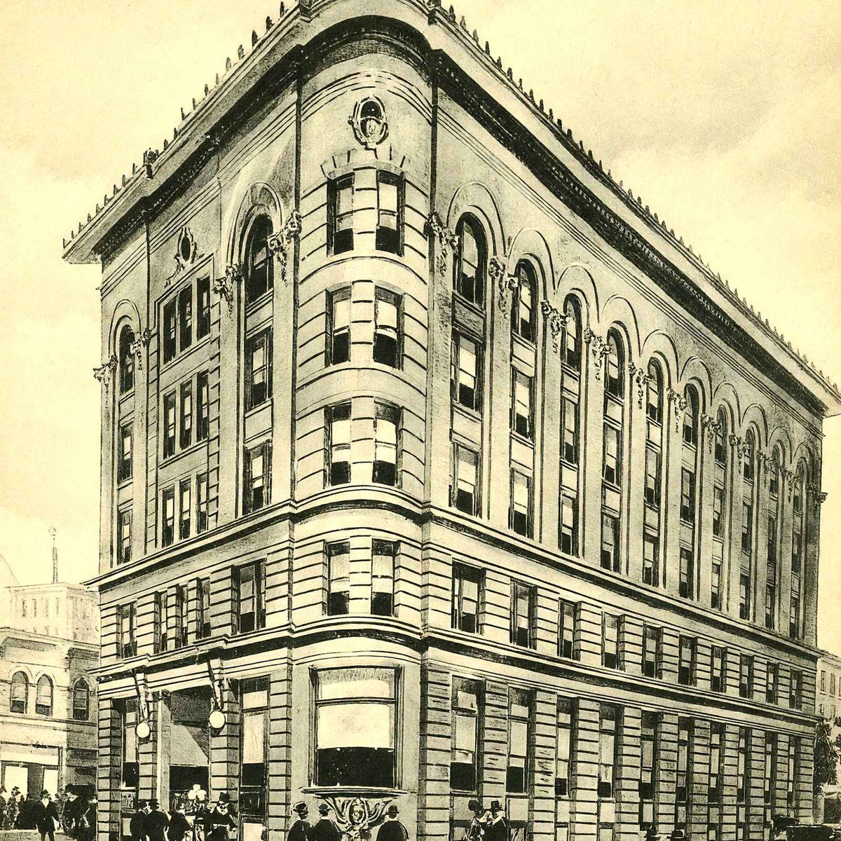 Trust Building, Durham, NC in 1904 vintage print