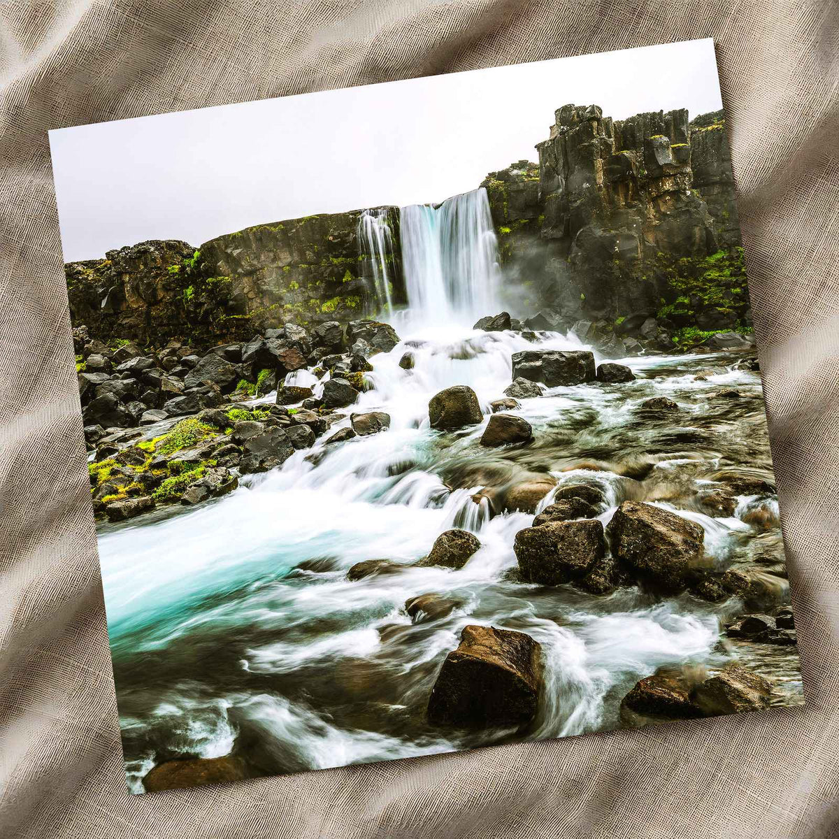 Oxararfoss Waterfall in Iceland Photo Print Wall Decor