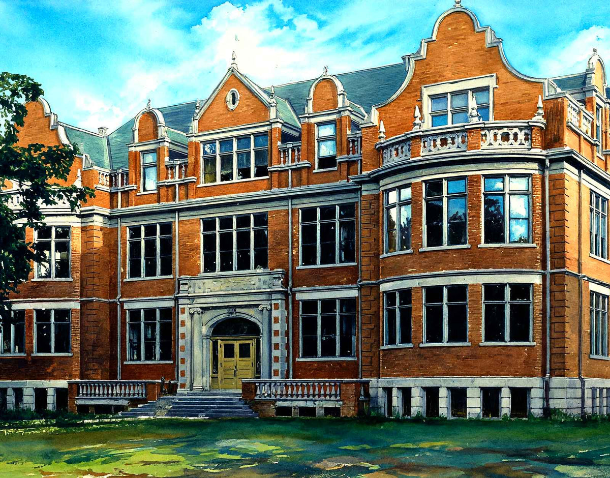 Stephenson Science Hall, Appleton, WI in 1905 painting