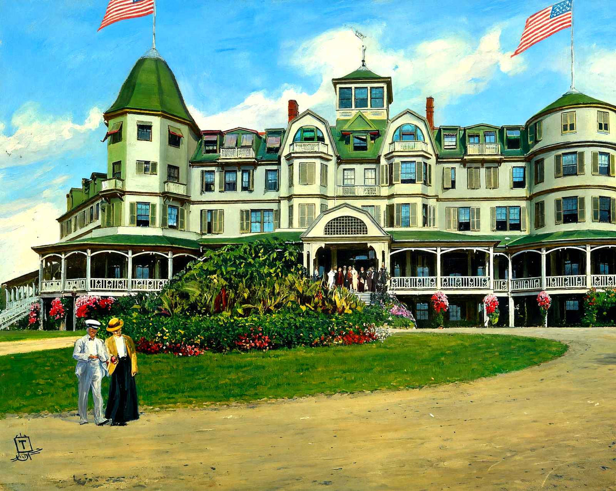 Buena Vista Springs Hotel, PA in 1907 painting