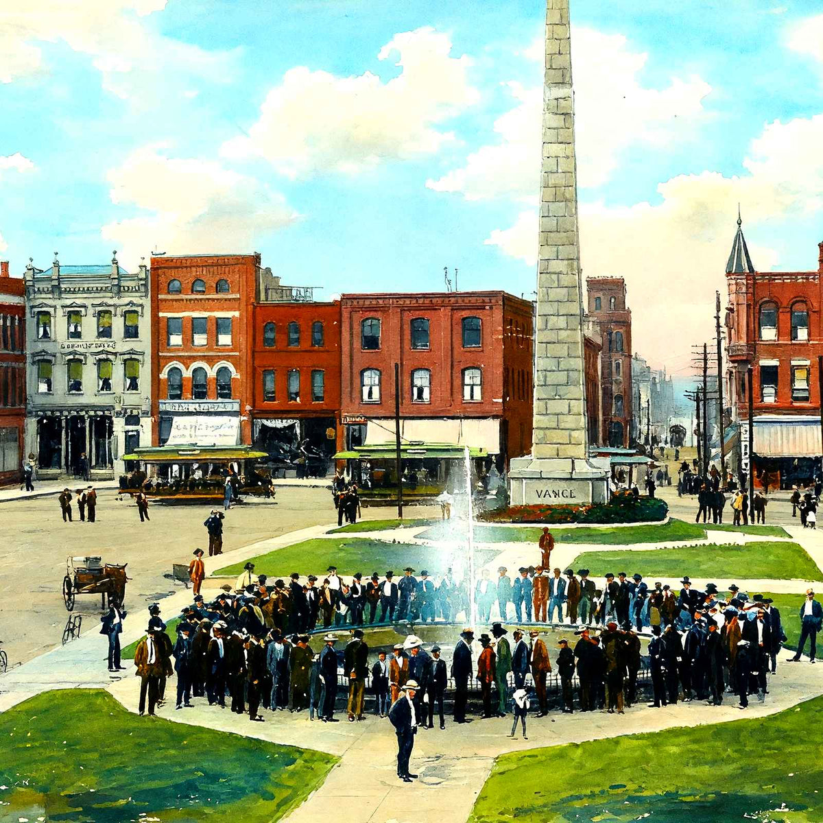 Pack Square, Asheville, NC in 1906 art print