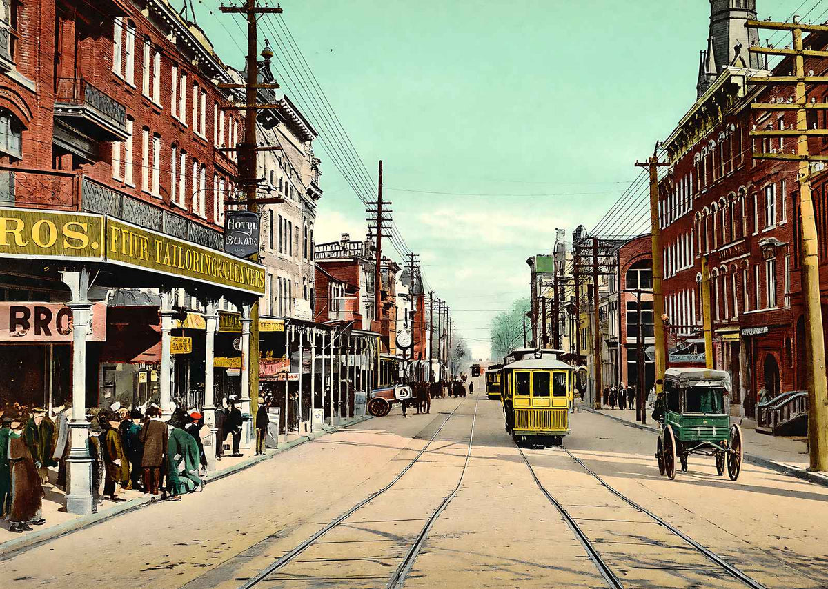 Hamilton Street, Allentown, PA in 1907 vintage print