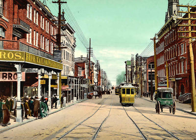 Hamilton Street, Allentown, PA in 1907 vintage print