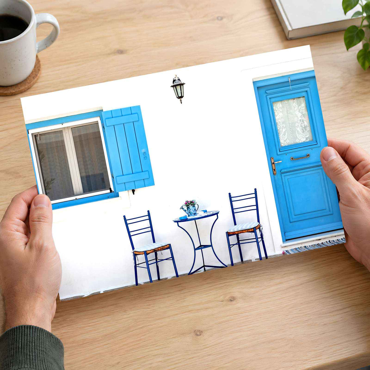 Blue Door Home in Cyclades, Greece by laura adai Photo Print Wall Decor