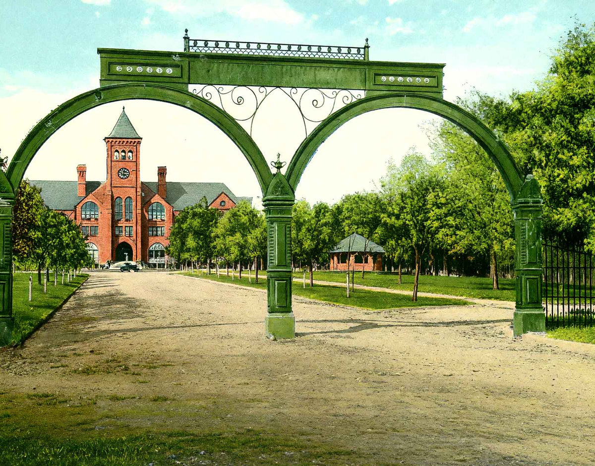 Trinity College Gates & Main Bldg, Durham vintage print