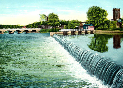Lower Dam, Appleton, WI in 1905 vintage print