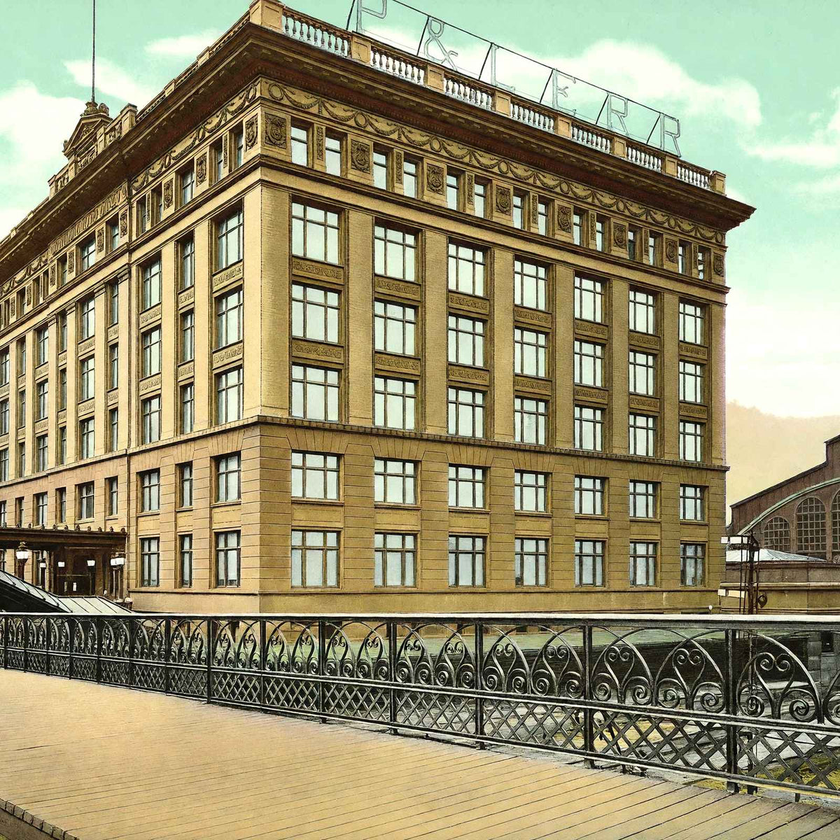 P & Le RR Station, Pittsburgh PA in 1906 vintage print