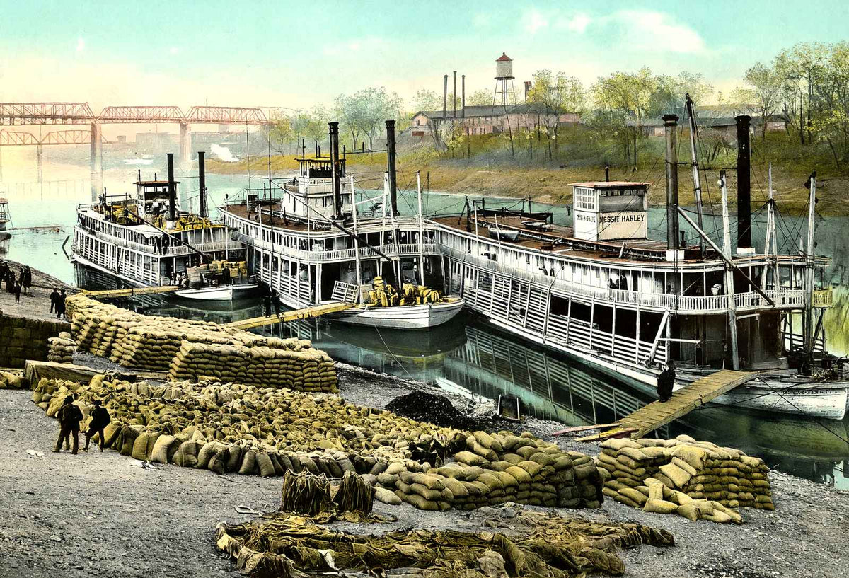 Wharf Scene, Nashville, TN vintage print