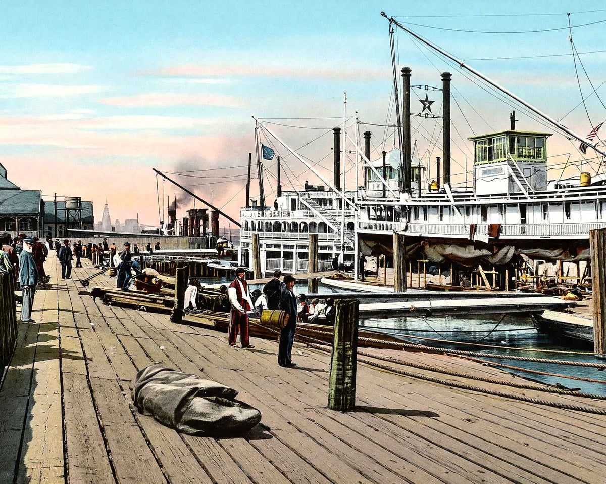 Mississippi River Steamer, New Orleans, LA vintage print