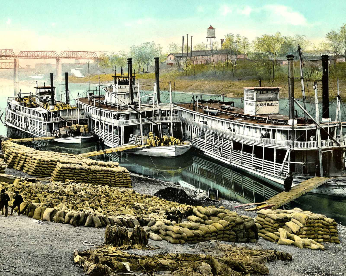 Wharf Scene, Nashville, TN vintage print